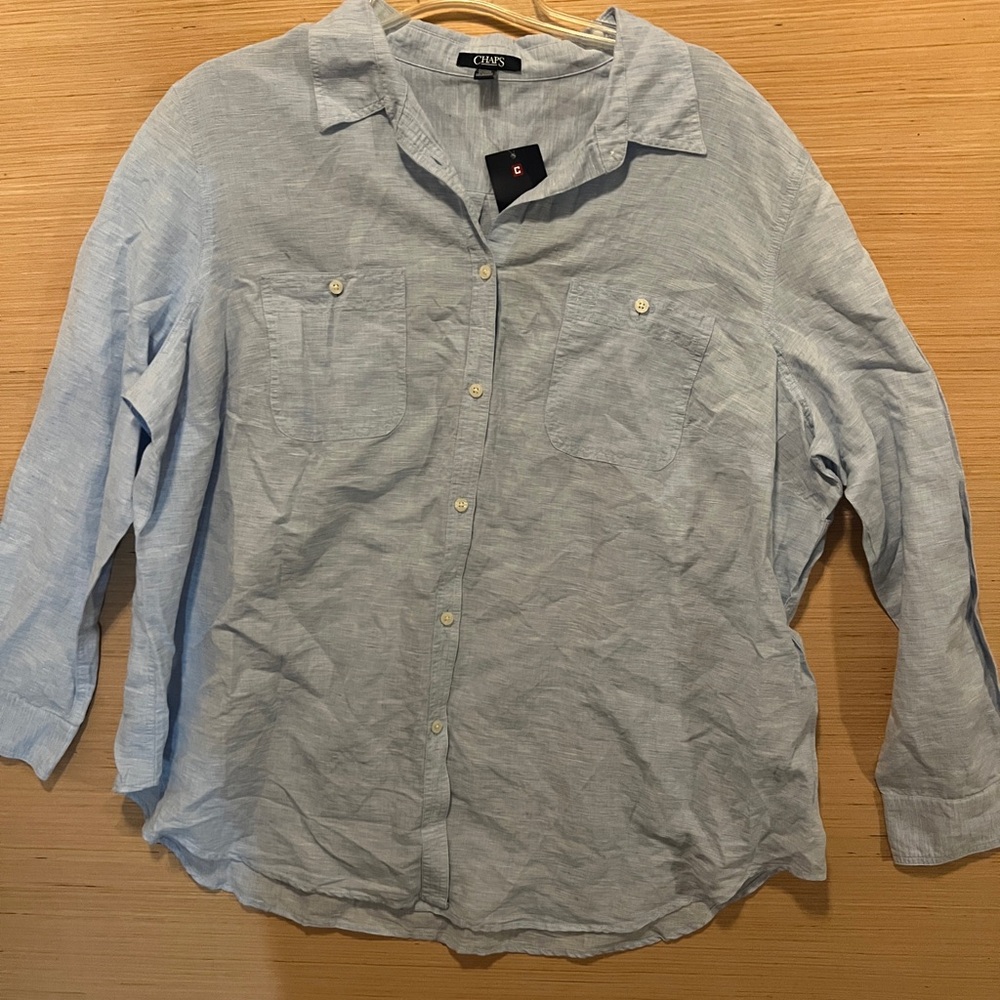 Chaps Light Blue Casual Button Down Shirt new with tags 2xl